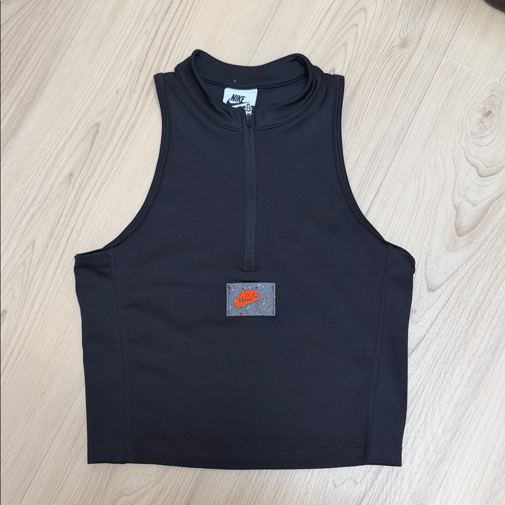 Nike Black Sleeveless Zip Crop Tank